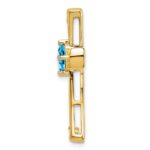 14k 4mm Square Blue Topaz and Diamond Cross Chain Slide - Image 2