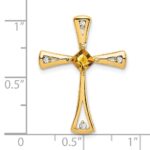 14k 4mm Square Citrine and Diamond Cross Chain Slide - Image 3