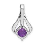 14k White Gold 7mm Cushion Amethyst and Diamond Pendant Fits up to 4mm Fancy Omega Only - Image 4