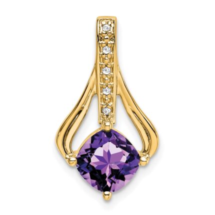 14k 7mm Cushion Amethyst and Diamond Pendant Fits up to 4mm Fancy Omega Only