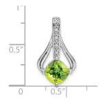 14k White Gold 7mm Cushion Peridot and Diamond Pendant Fits up to 4mm Fancy Omega Only - Image 3