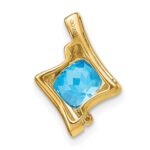 10k Yellow Gold Blue Topaz and Diamond Pendant - Image 4