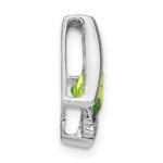 14k White Gold 6mm Cushion Peridot and Diamond Chain Slide - Image 2