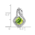 14k White Gold 6mm Cushion Peridot and Diamond Chain Slide - Image 3