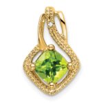 14k 6mm Cushion Peridot and Diamond Chain Slide