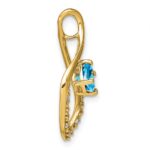 14k 5mm Cushion Blue Topaz and Diamond Leaf Chain Slide - Image 2