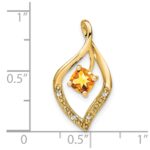 14k 5mm Cushion Citrine and Diamond Leaf Chain Slide - Image 3