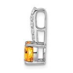 14k White Gold 7mm Round Citrine and Diamond Chain Slide - Image 2