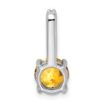 14k White Gold 7mm Round Citrine and Diamond Chain Slide - Image 4