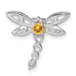 14k White Gold Citrine and Diamond Dragonfly Chain Slide