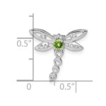 14k White Gold Peridot and Diamond Dragonfly Chain Slide - Image 3
