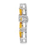 14k White Gold 6x4mm Pear Citrine and Diamond Cross Chain Slide - Image 2