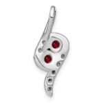 14k White Gold 2-Stone Round Garnet and Diamond Chain Slide - Image 4