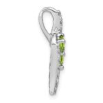 14k White Gold 2-Stone Round Peridot and Diamond Chain Slide - Image 2