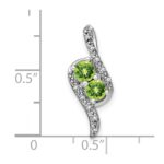14k White Gold 2-Stone Round Peridot and Diamond Chain Slide - Image 3
