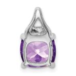 14k White Gold 8mm Cushion Amethyst and Diamond Chain Slide - Image 4