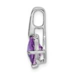 14k White Gold 7mm Cushion Amethyst and Diamond Pendant - Image 2
