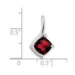 14k White Gold 7mm Cushion Garnet and Diamond Pendant - Image 3