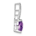 14k White Gold 8mm Cushion Amethyst and Diamond Chain Slide - Image 2