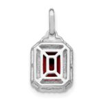 14k White Gold 9x7mm Emerald-cut Garnet and Diamond Halo Pendant - Image 4