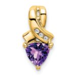 14k 6mm Trillion Amethyst and Diamond Chain Slide