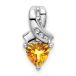 14k White Gold 6mm Trillion Citrine and Diamond Chain Slide