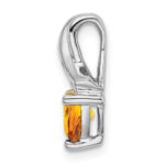 14k White Gold 6mm Trillion Citrine and Diamond Chain Slide - Image 2