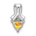 14k White Gold 6mm Trillion Citrine and Diamond Chain Slide - Image 4