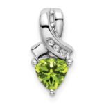 14k White Gold 6mm Trillion Peridot and Diamond Chain Slide