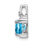 14k White Gold 6mm Cushion Blue Topaz and Diamond Chain Slide - Image 2