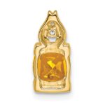 14k 6mm Cushion Citrine and Diamond Chain Slide - Image 4