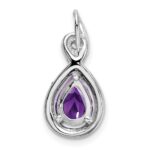 14k White Gold 8x6mm Pear Amethyst and Diamond Chain Slide - Image 4