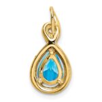 14k 8x6mm Pear Blue Topaz and Diamond Chain Slide - Image 4
