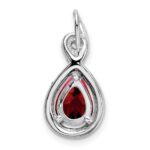 14k White Gold 8x6mm Pear Garnet and Diamond Chain Slide - Image 4