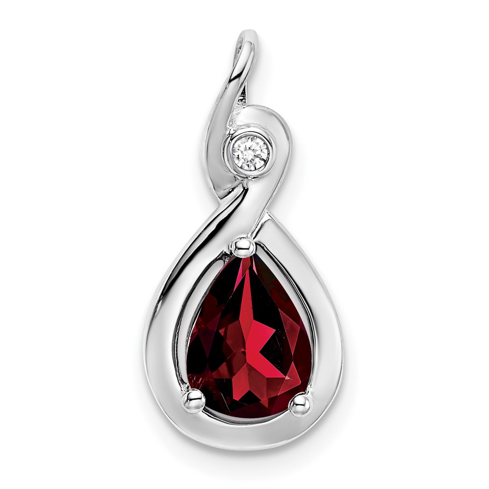 PM7055-GA-002-WA.jpg 14k White Gold 8x6mm Pear Garnet and Diamond Chain Slide - Image 1