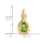 14k 8x6mm Pear Peridot and Diamond Chain Slide - Image 3