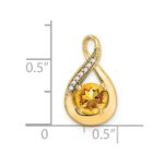 14k 6mm Round Citrine and Diamond Chain Slide - Image 3