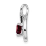 14k White Gold 6mm Round Garnet and Diamond Chain Slide - Image 2
