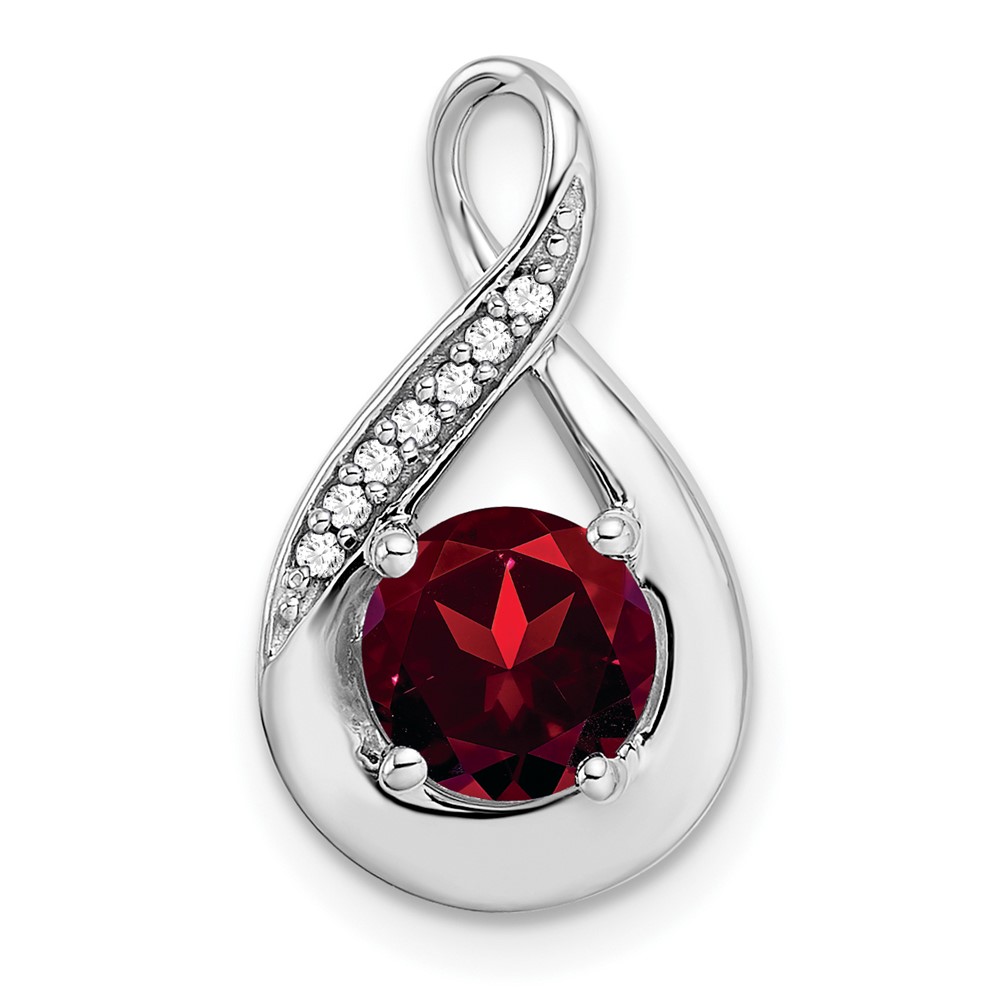 PM7056-GA-003-WA.jpg 14k White Gold 6mm Round Garnet and Diamond Chain Slide - Image 1