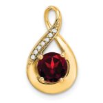14k 6mm Round Garnet and Diamond Chain Slide
