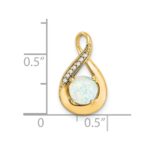 14k Lab Created Opal and Diamond Teardrop Chain Slide - Image 3
