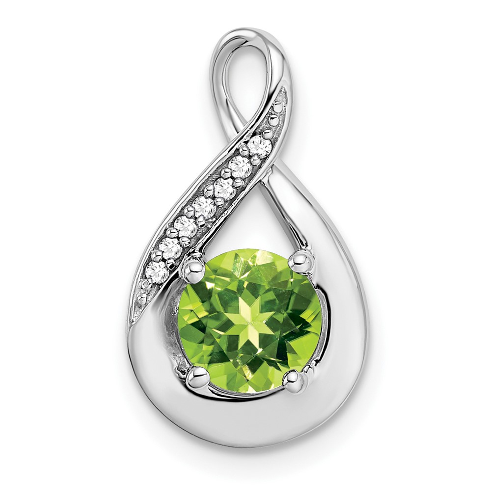 PM7056-PE-003-WA.jpg 14k White Gold 6mm Round Peridot and Diamond Chain Slide - Image 1