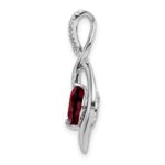 14k White Gold 6.5mm Round Garnet and Diamond Fancy Pendant - Image 2