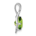 14k White Gold 8mm Round Peridot and Diamond Fancy Chain Slide - Image 2