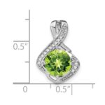 14k White Gold 8mm Round Peridot and Diamond Fancy Chain Slide - Image 3