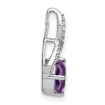 14k White Gold 7mm Cushion Amethyst and Diamond Chain Slide - Image 2