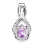 14k White Gold 7mm Cushion Amethyst and Diamond Chain Slide - Image 4