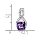 14k White Gold 7mm Cushion Amethyst and Diamond Chain Slide - Image 3