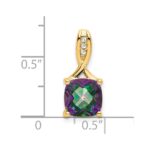 14k 8mm Cushion Mystic Fire Topaz and Diamond Pendant - Image 2
