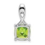 14k White Gold 8mm Cushion Peridot and Diamond Chain Slide - Image 4
